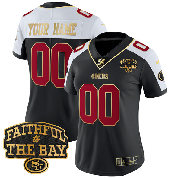Women's San Francisco 49ers ACTIVE PLAYER Custom Black Alternate 2025 F.U.S.E. Faithful To The Bay Patch Vapor Limited V8 Stitched Football Jersey(Run Small) Women's San Francisco 49ers ACTIVE PLAYER Custom Black Alternate 2025 F.U.S.E. Faithful To The Bay Patch Vapor Limited V8 Stitched Football Jersey(Run Small)